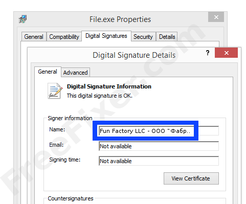 Screenshot of the Fun Factory LLC - ООО ”Фабрика Развлечений” certificate